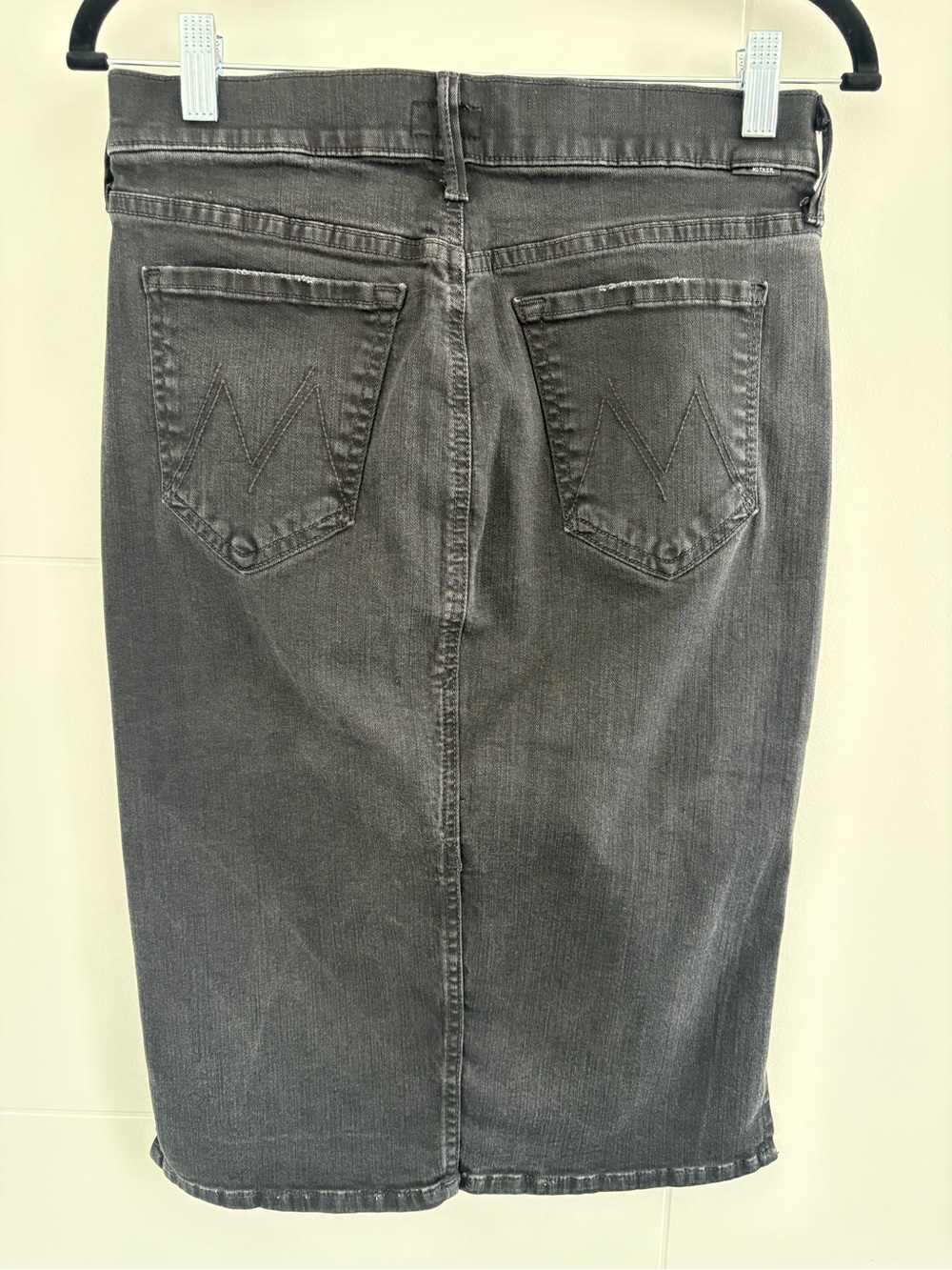 MOTHER Women's Pencil Skirt in Washed Black Denim